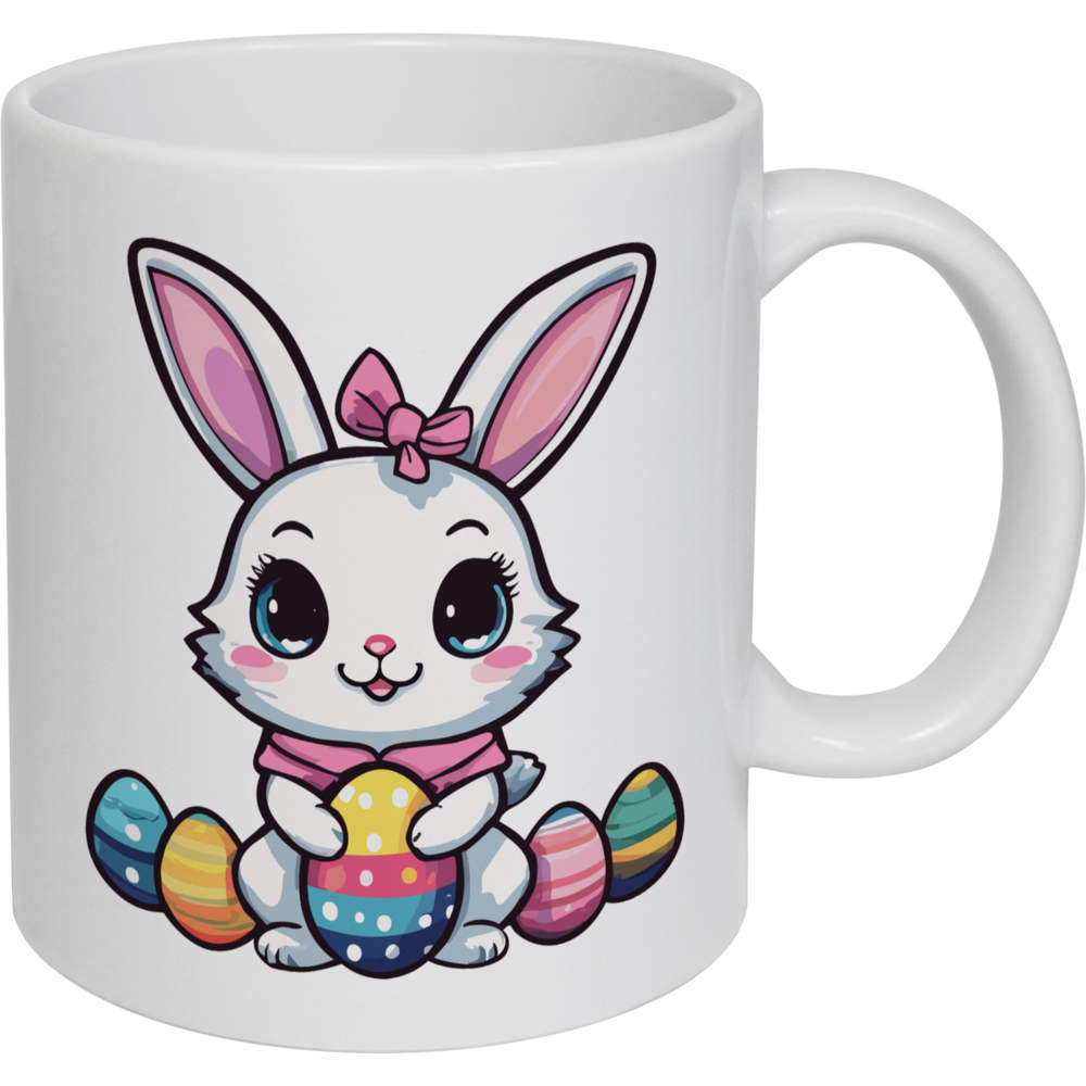 11oz (320ml) 'Easter Bunny With Eggs Kawaii Style' Ceramic Mug / Cup (MG00072568)