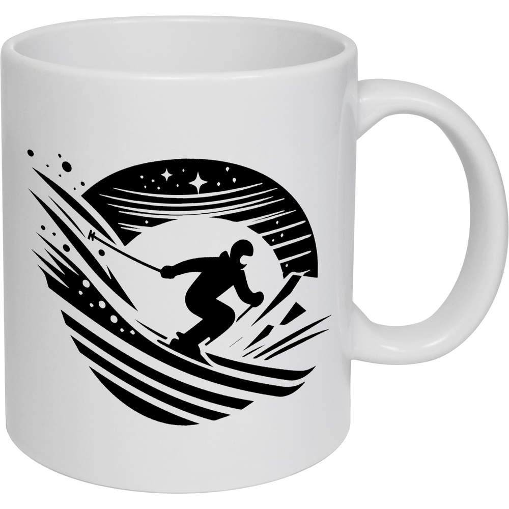 11oz (320ml) 'Night Skiing' Ceramic Mug / Cup (MG00076813)