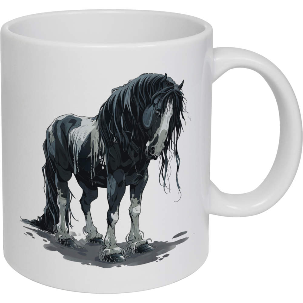 'Gothic Zombie Horse ' Ceramic Mug / Cup - White, 320ml - 11oz Coffee / Tea Cup for Home, Office, Hot Drinks and Gifts (MG00077115)