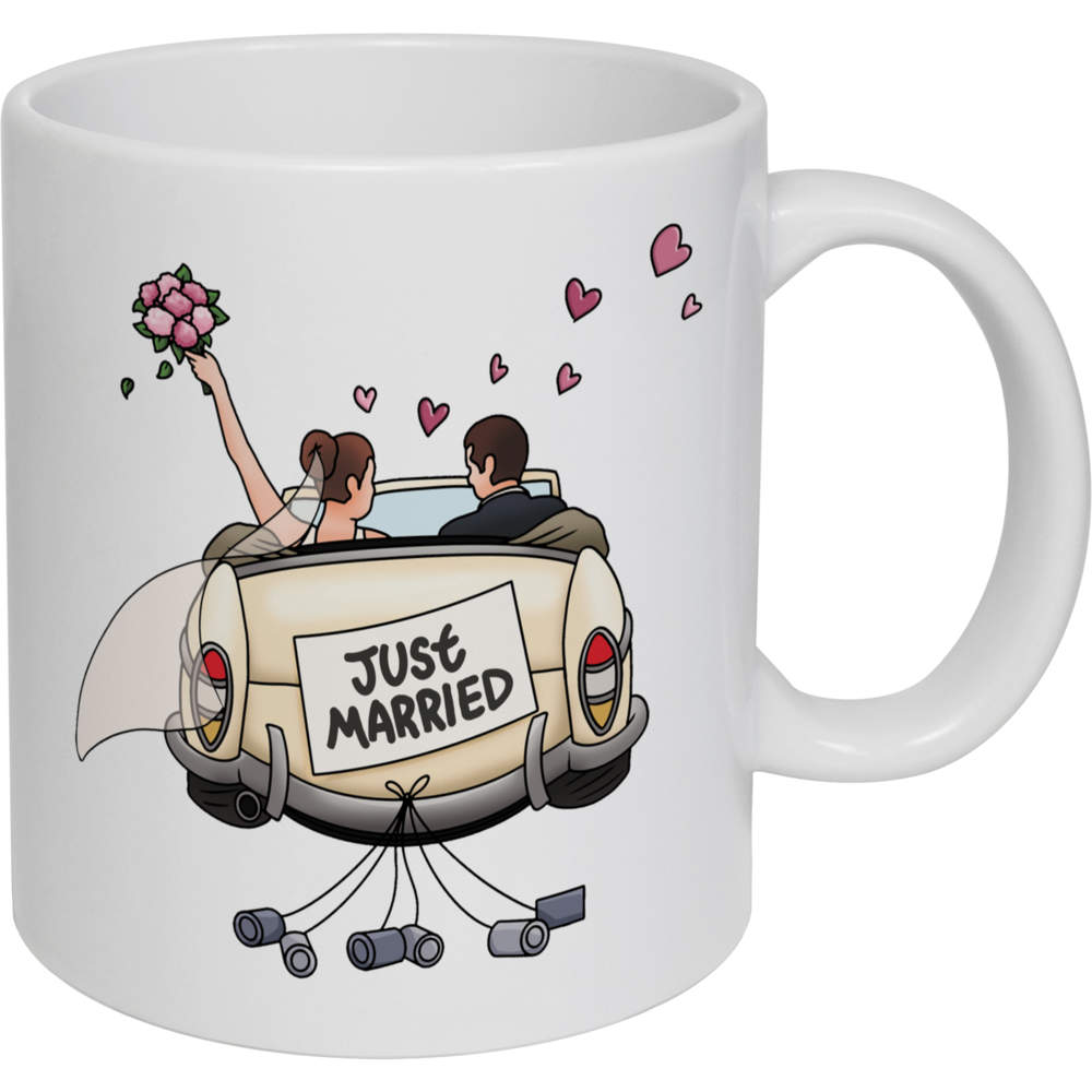 11oz (320ml) 'Just Married Couple Car' Ceramic Mug / Cup (MG00079087)