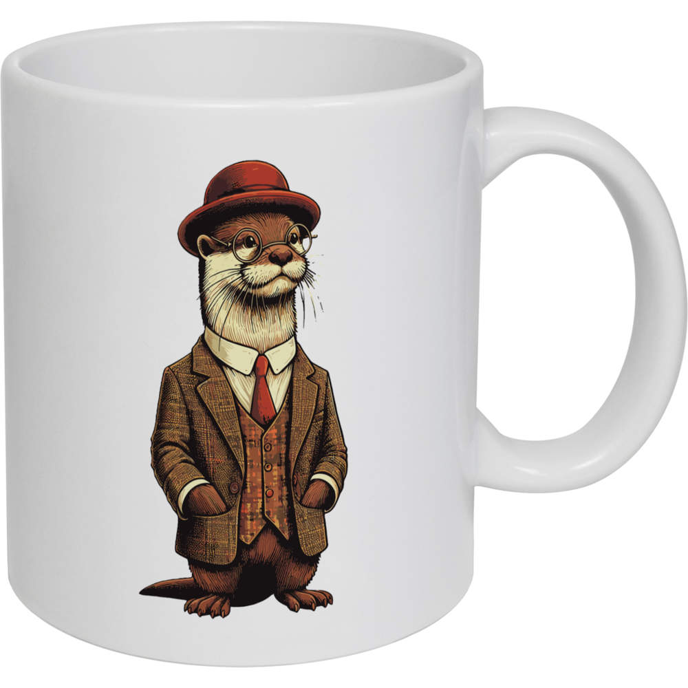 11oz (320ml) 'Smart Otter Wearing a Suit' Ceramic Mug / Cup (MG00080303)