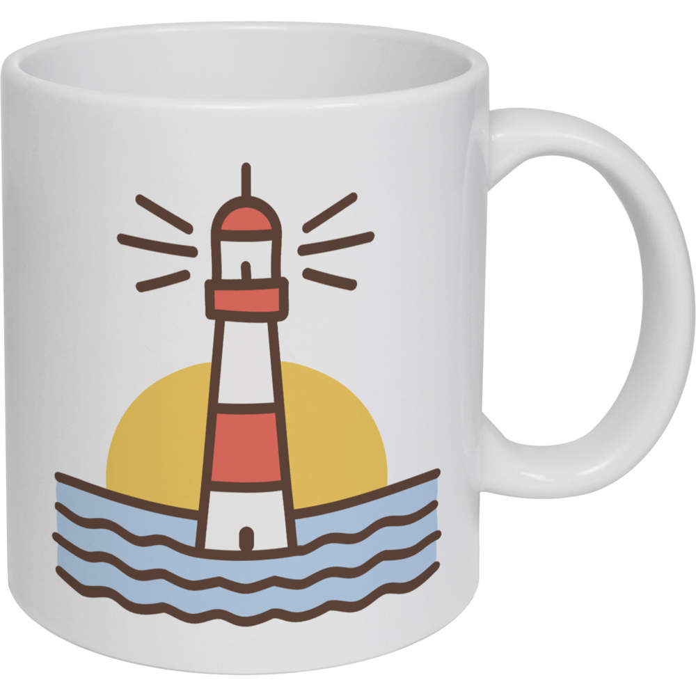 11oz (320ml) 'Cartoon Lighthouse' Ceramic Mug / Cup (MG00081021)