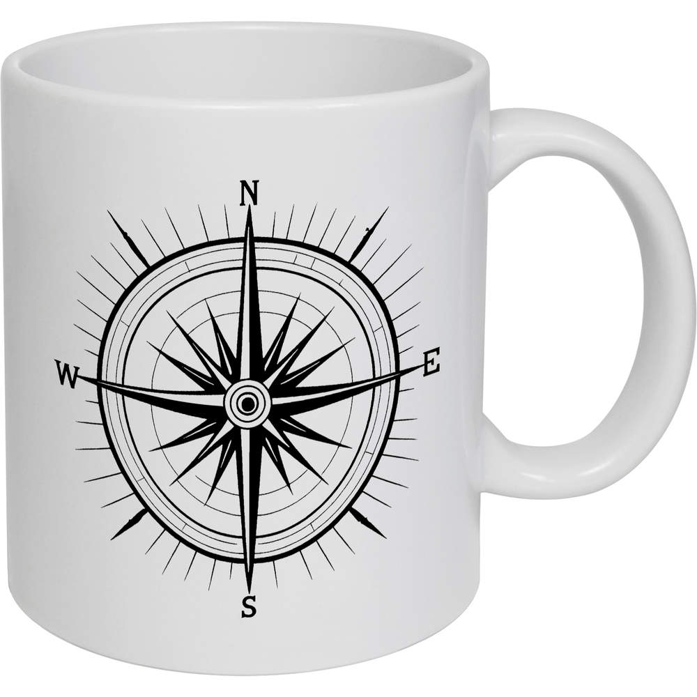 11oz (320ml) 'Compass NESW' Ceramic Mug / Cup (MG00081125)