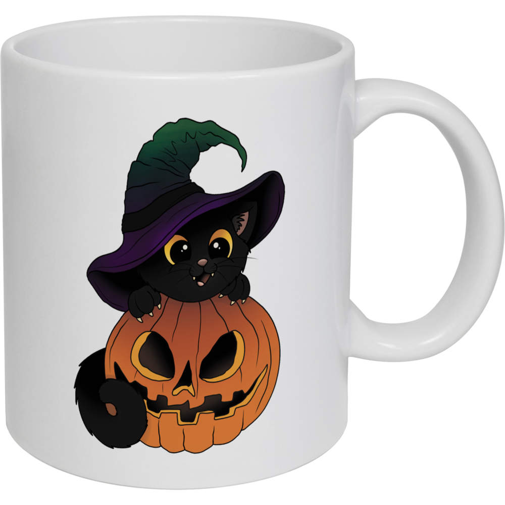 11oz (320ml) 'Spooky Halloween Cat' Ceramic Mug / Cup (MG00081987)