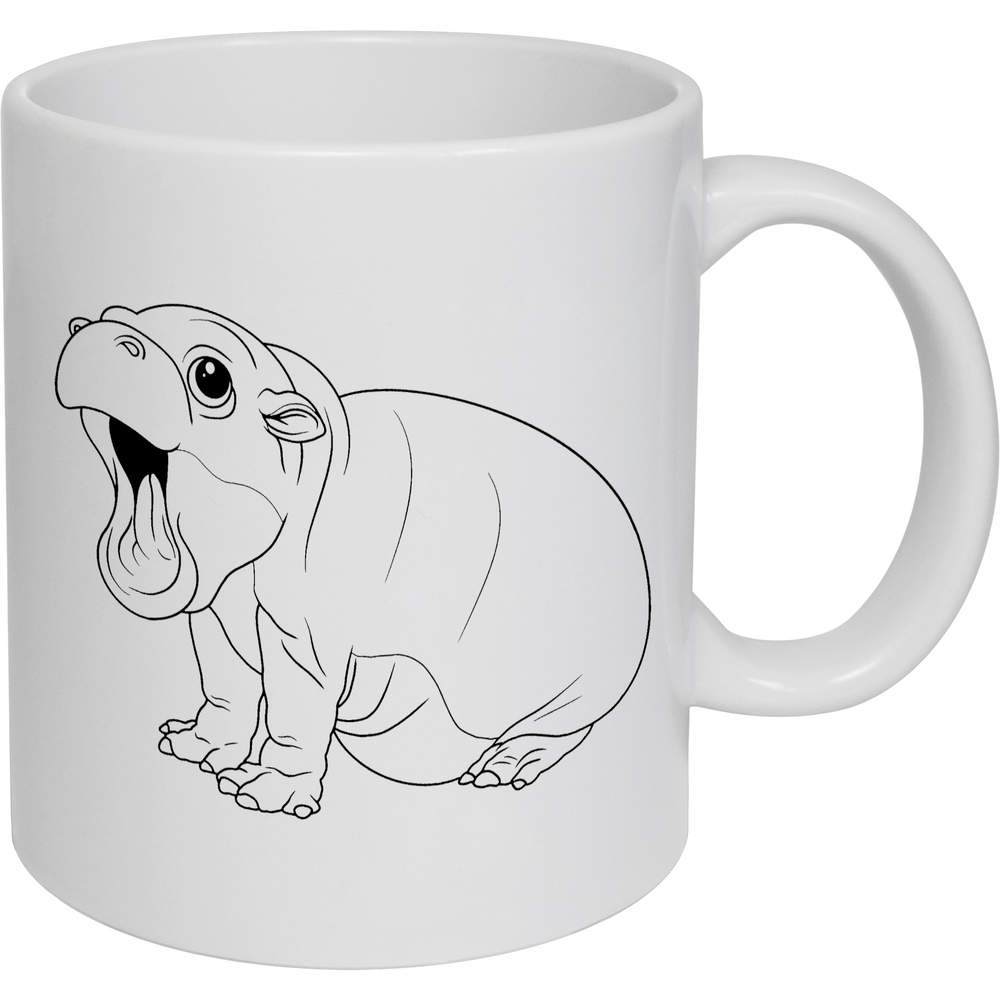 11oz (320ml) 'Roaring Baby Pygmy Hippo' Ceramic Mug / Cup (MG00082125)
