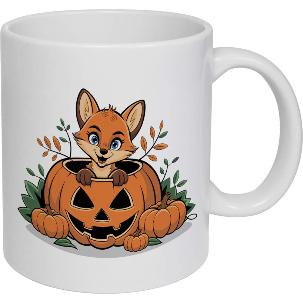 11oz (320ml) 'Pumpkin Fox' Ceramic Mug / Cup (MG00082133)