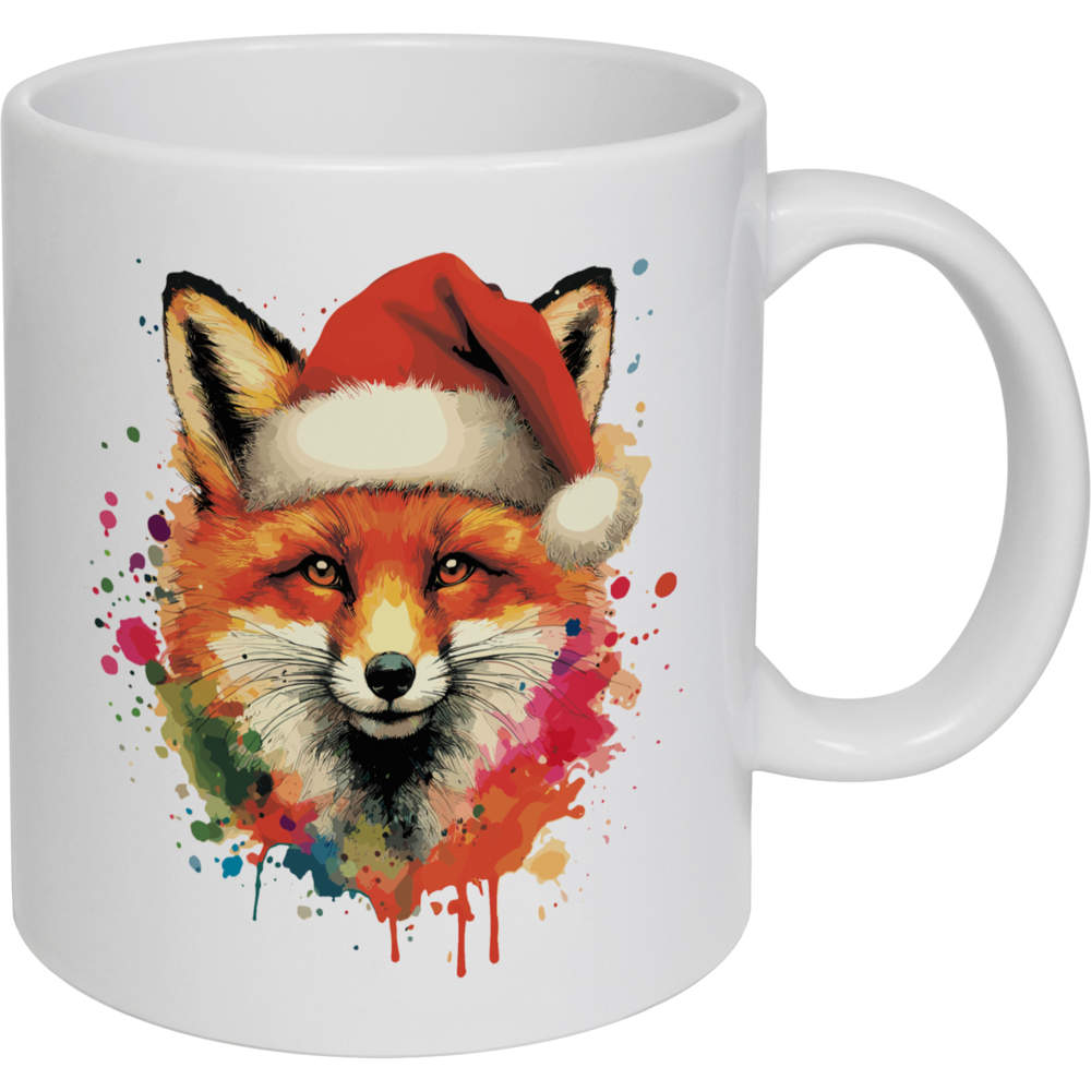 11oz (320ml) 'Fox Wearing A Santa Hat' Ceramic Mug / Cup (MG00082476)