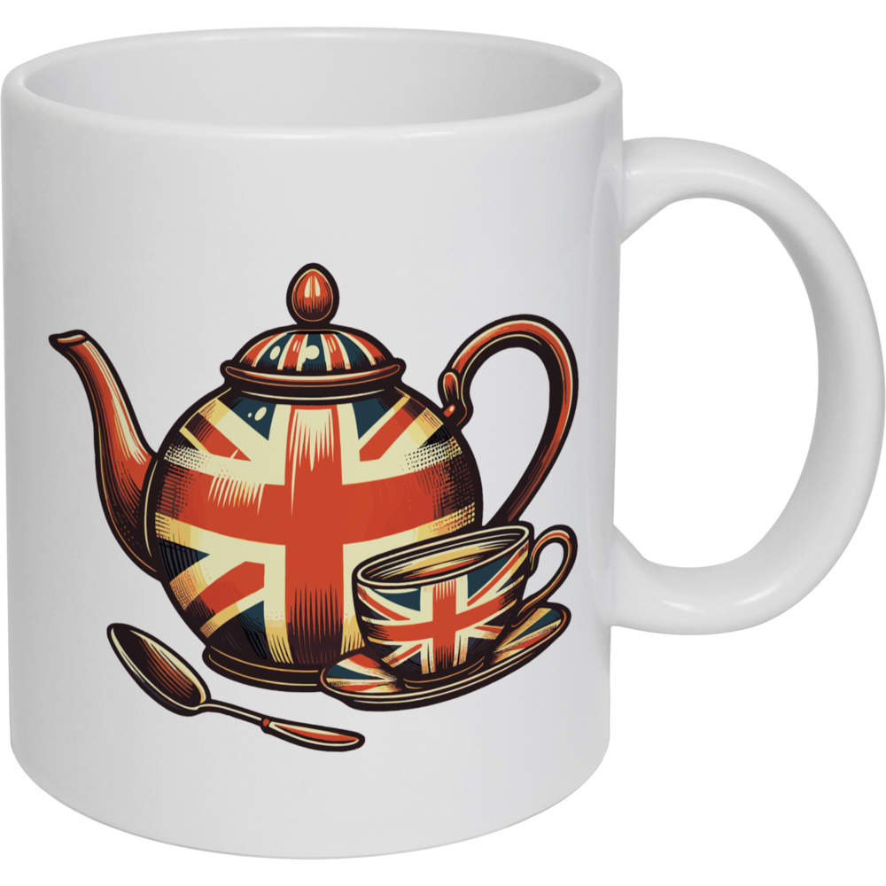 11oz (320ml) 'Union Jack Teapot' Ceramic Mug / Cup (MG00082494)