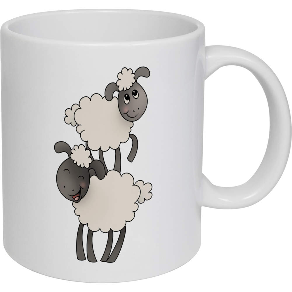 11oz (320ml) 'Pair Of Cute Sheep' Ceramic Mug / Cup (MG00082884)