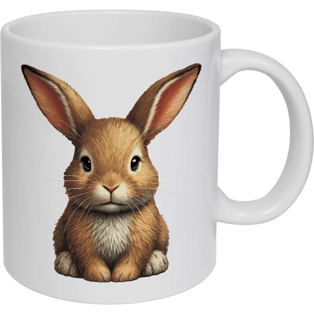 'Cute Baby Rabbit' Ceramic Mug / Cup - White, 320ml - 11oz Coffee / Tea Cup for Home, Office, Hot Drinks and Gifts (MG00083965)