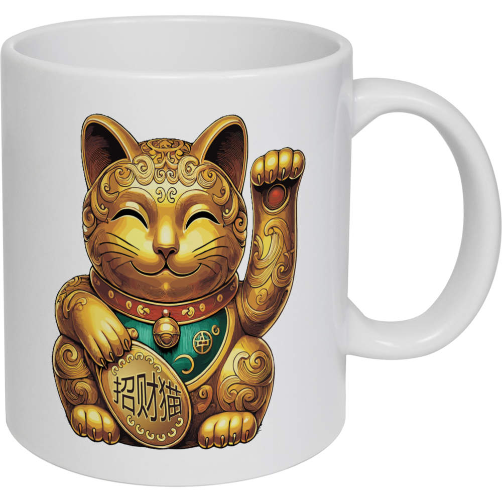 11oz (320ml) 'Chinese Lucky Cat' Ceramic Mug / Cup (MG00083983)