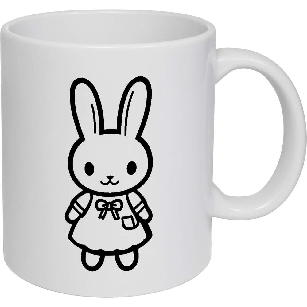 11oz (320ml) 'Cute Bunny in Dress' Ceramic Mug / Cup (MG00084571)