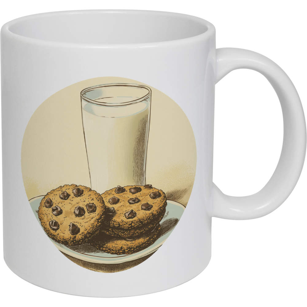 11oz (320ml) 'Milk and Cookies' Ceramic Mug / Cup (MG00085620)