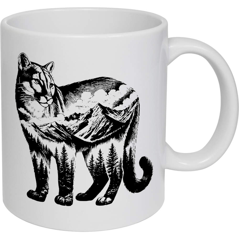 11oz (320ml) 'Mountain Lion Standing' Ceramic Mug / Cup (MG00086023)