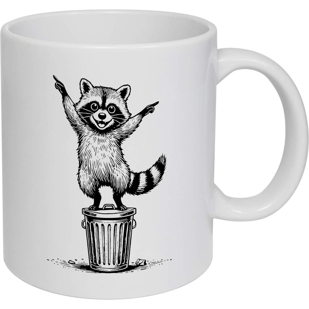 11oz (320ml) 'Dancing Raccoon On Trash Can' Ceramic Mug / Cup (MG00086049)