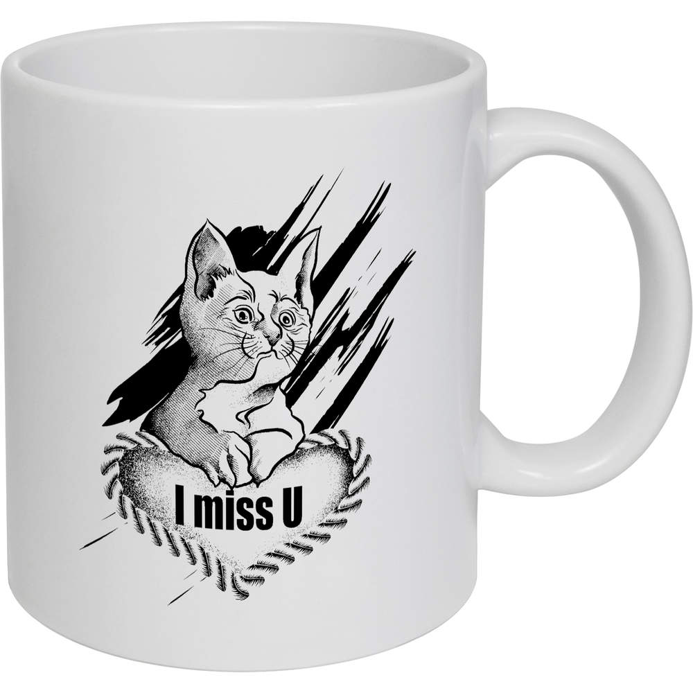 11oz (320ml) 'A Cat’s Lonely Heart' Ceramic Mug / Cup (MG00086285)