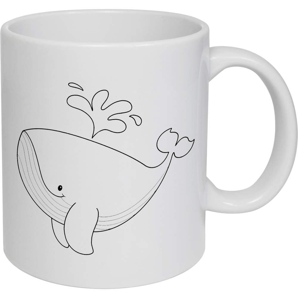 11oz (320ml) 'Happy Whale' Ceramic Mug / Cup (MG00086629)