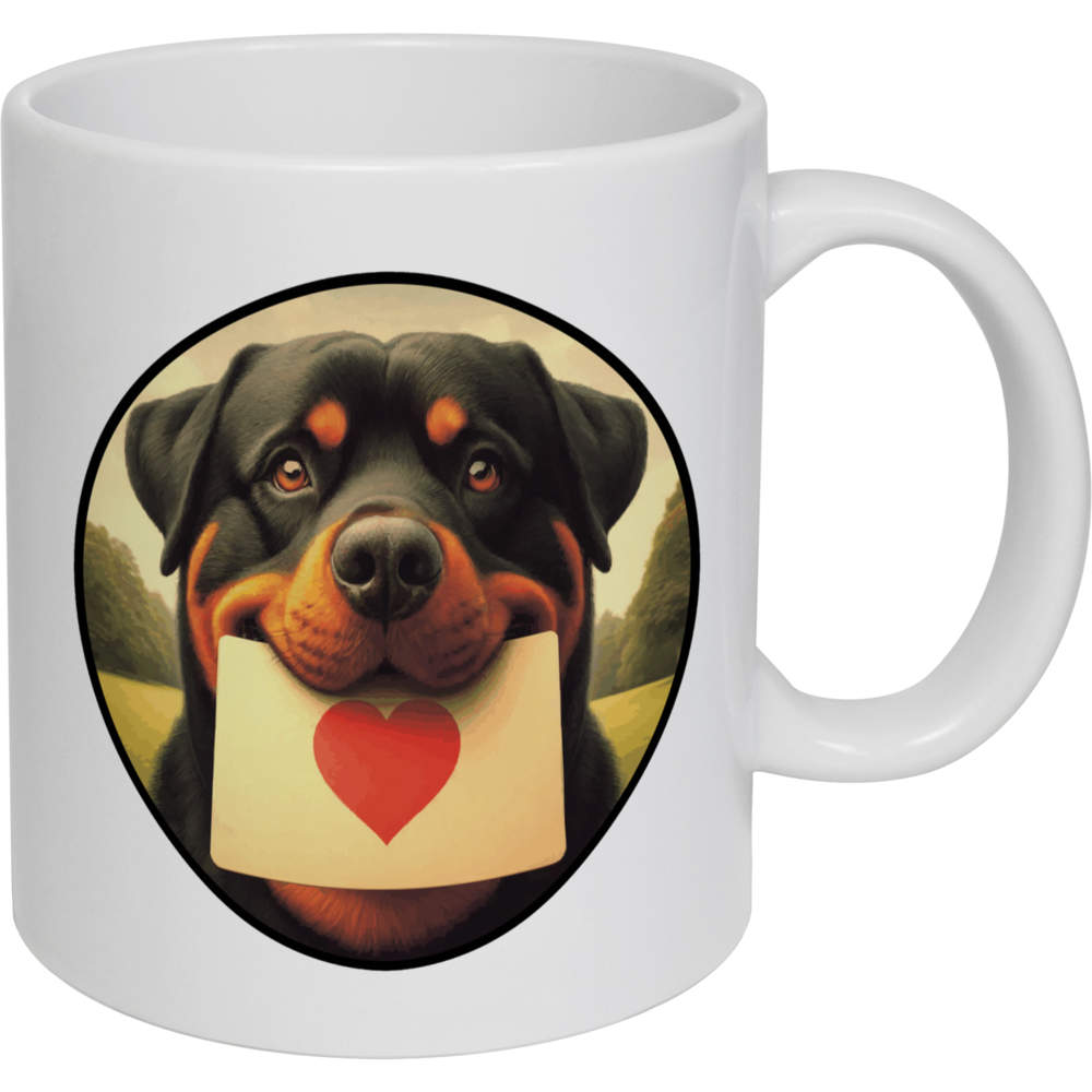 11oz (320ml) 'Rottweiler Love Note' Ceramic Mug / Cup (MG00086796)