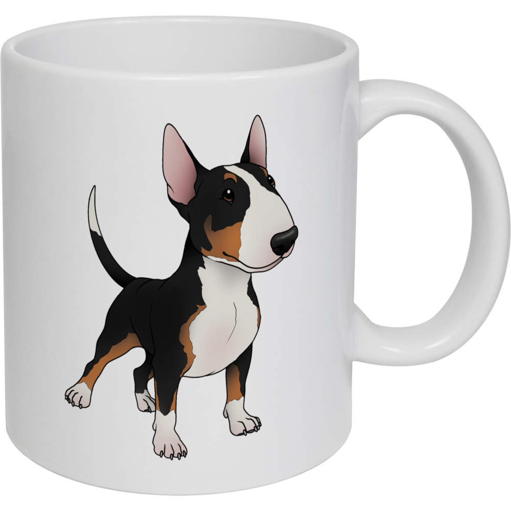 11oz (320ml) 'White & Black Brindle Bull Terrier Dog' Ceramic Mug / Cup (MG00087622)