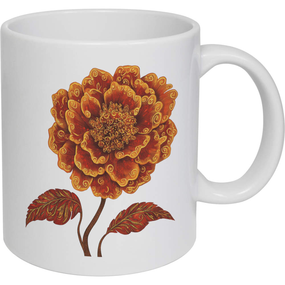 11oz (320ml) 'Marigold Flower' Ceramic Mug / Cup (MG00087650)