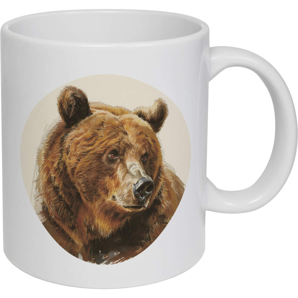 11oz (320ml) 'Grizzly Bear Portrait' Ceramic Mug / Cup (MG00087662)
