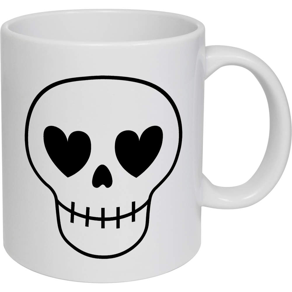 11oz (320ml) 'Cute skull with heart eyes' Ceramic Mug / Cup (MG00088098)