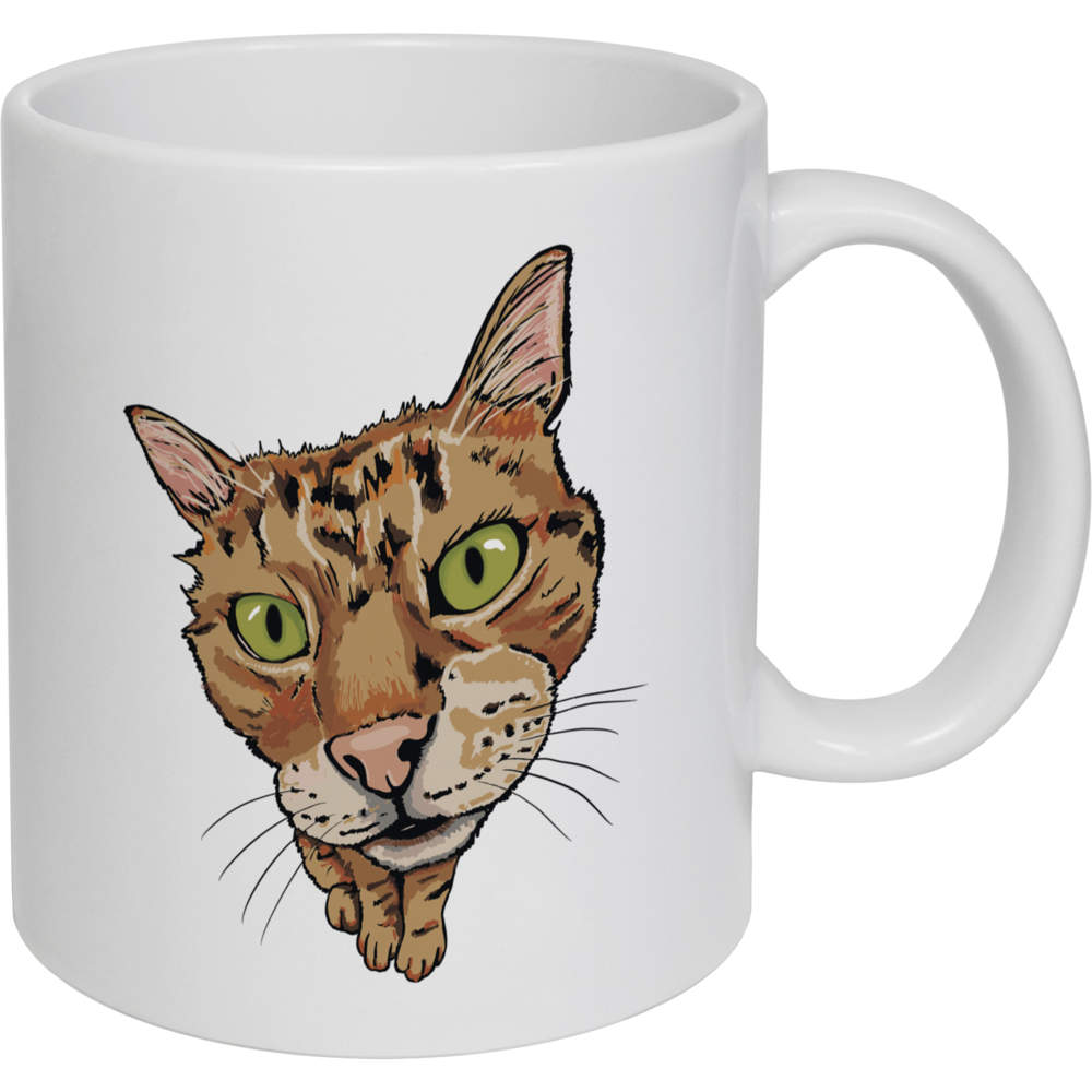 11oz (320ml) 'Ginger Tabby Cat with Green Eyes' Ceramic Mug / Cup (MG00088361)