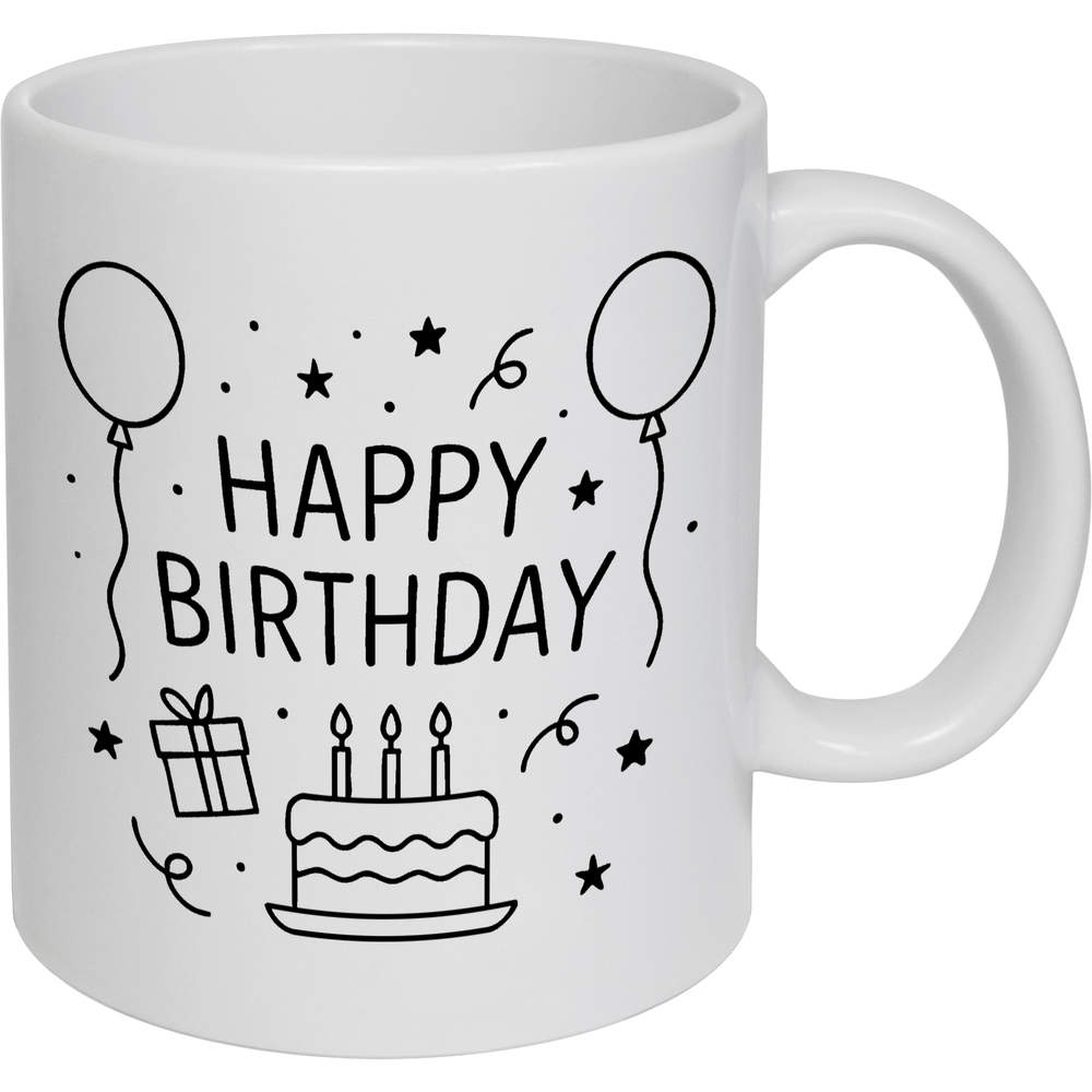 11oz (320ml) 'Happy Birthday' Ceramic Mug / Cup (MG00089198)