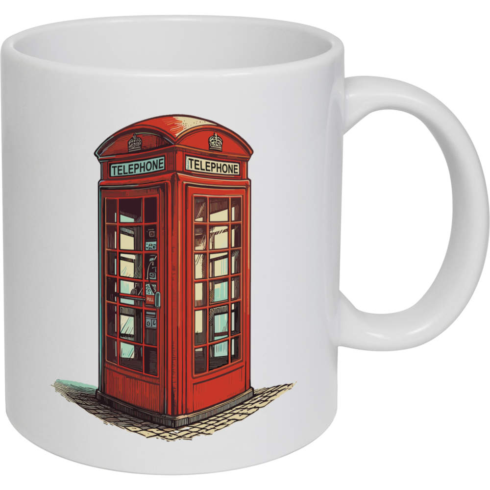 11oz (320ml) 'British Telephone Kiosk' Ceramic Mug / Cup (MG00090126)