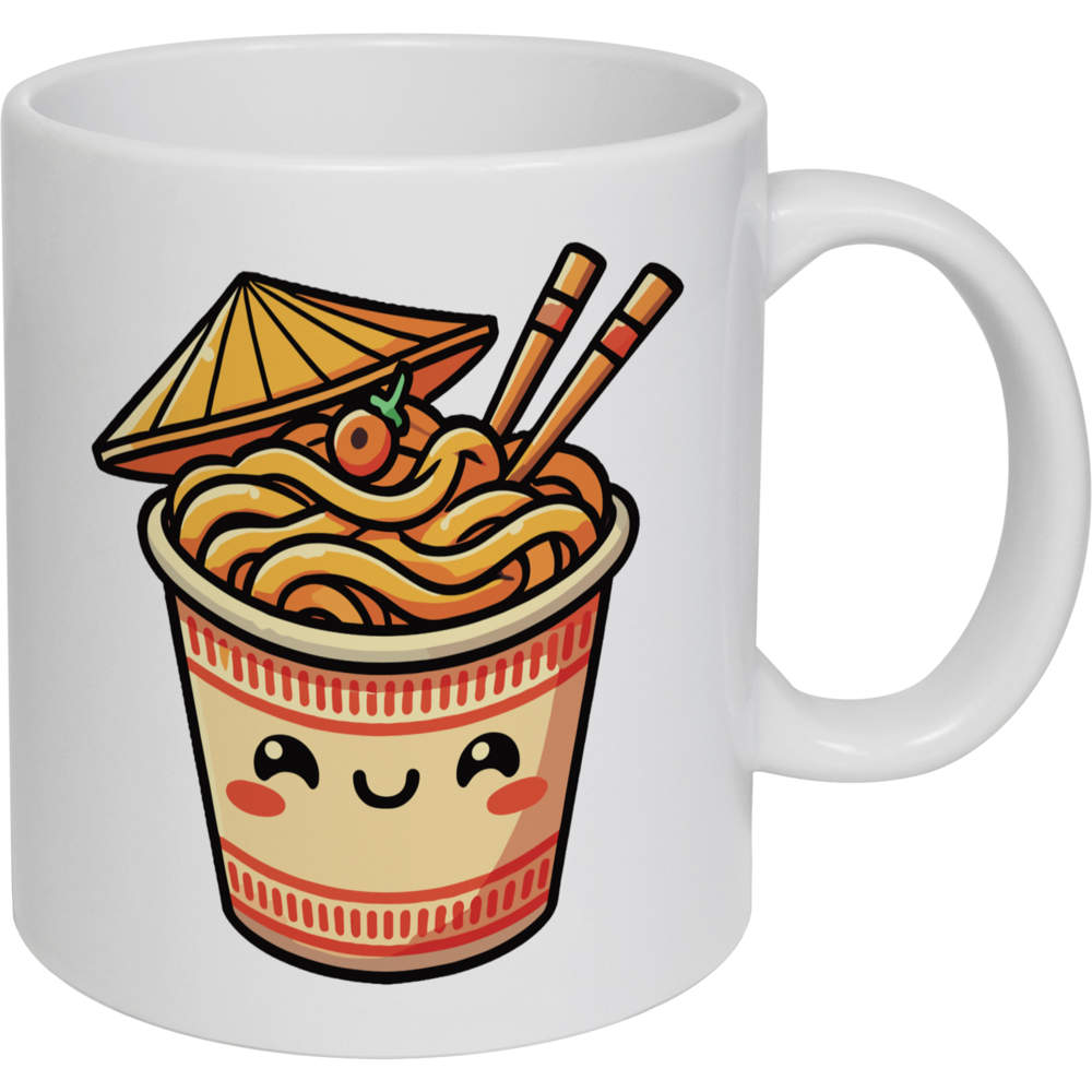 'Cute Noodle Pot' Ceramic Mug / Cup - White, 320ml - 11oz Coffee / Tea Cup for Home, Office, Hot Drinks and Gifts (MG00090164)