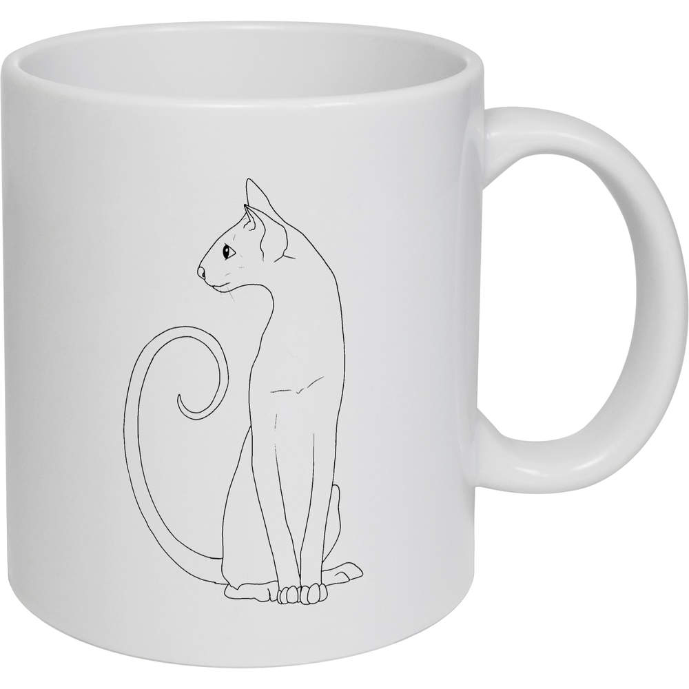 11oz (320ml) 'Elegant Sitting Siamese Cat' Ceramic Mug / Cup (MG00090632)