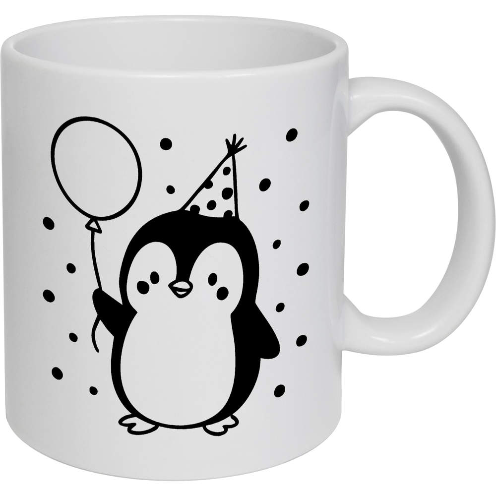 11oz (320ml) 'Party Penguin' Ceramic Mug / Cup (MG00090676)
