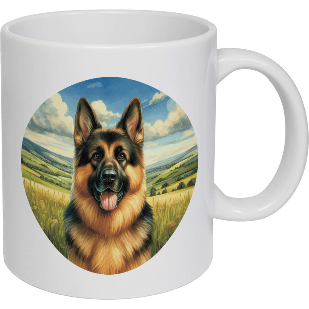 11oz (320ml) 'Happy German Shepherd' Ceramic Mug / Cup (MG00092294)