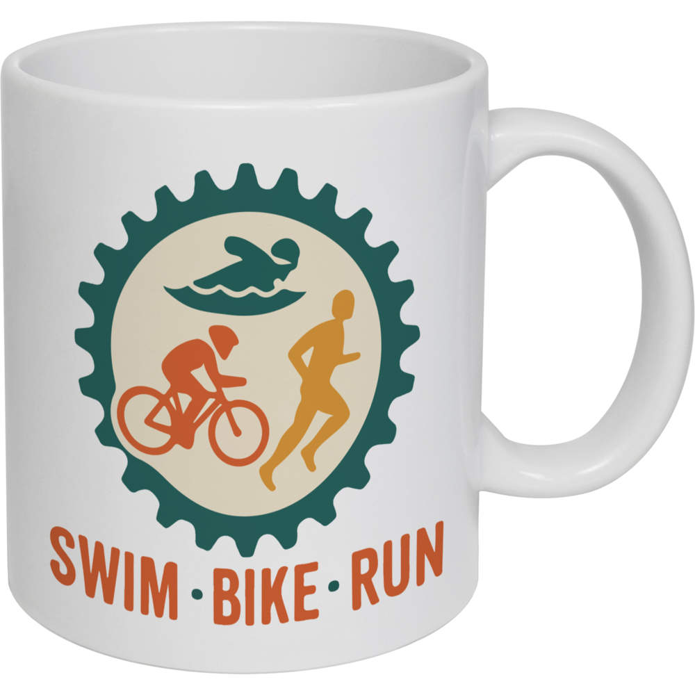 11oz (320ml) 'Swim Bike Run Triathlon' Ceramic Mug / Cup (MG00093551)