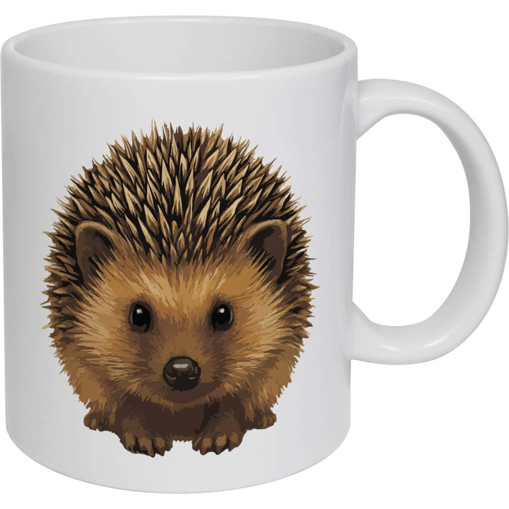 11oz (320ml) 'Cute Fluffy Hedgehog With Spiky Hair' Ceramic Mug / Cup (MG00093777)