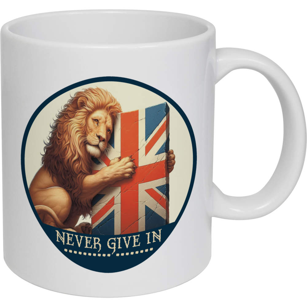 11oz (320ml) 'Never Give In' Ceramic Mug / Cup (MG00094276)