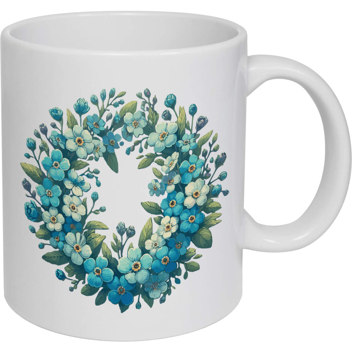 11oz (320ml) 'Forget Me Not Wreath' Ceramic Mug / Cup (MG00094576)