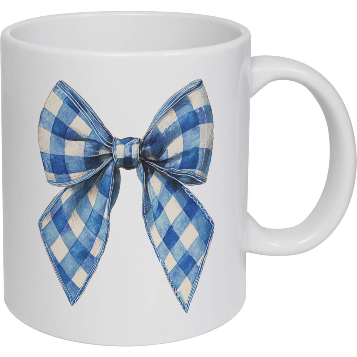 11oz (320ml) 'Vintage Checkered Bow' Ceramic Mug / Cup (MG00094745)