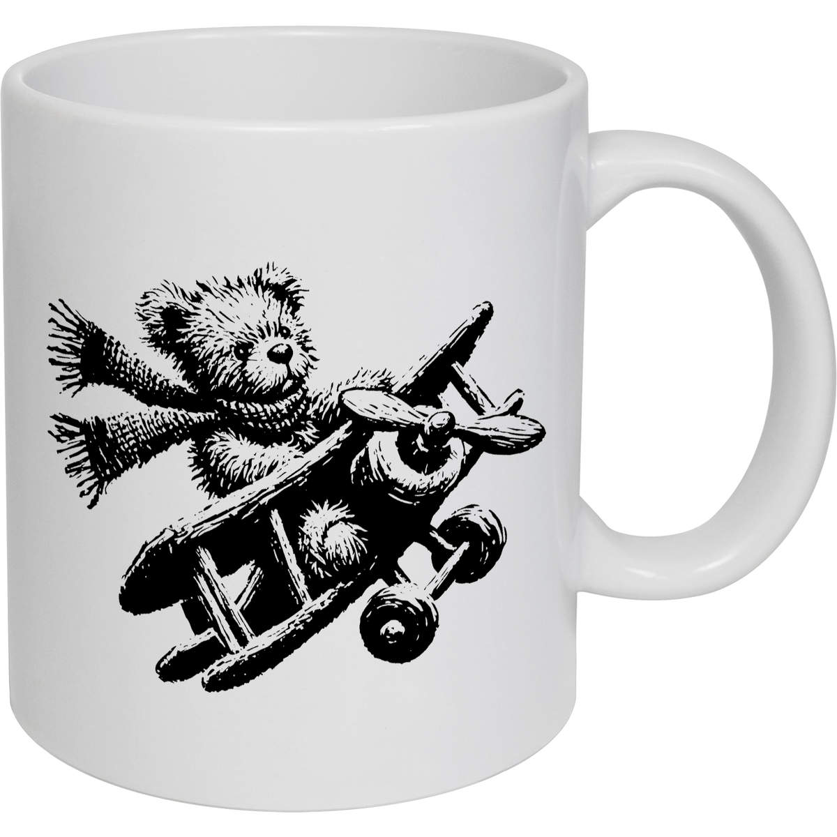 11oz (320ml) 'Scruffy Teddy Flying Aeroplane' Ceramic Mug / Cup (MG00094896)