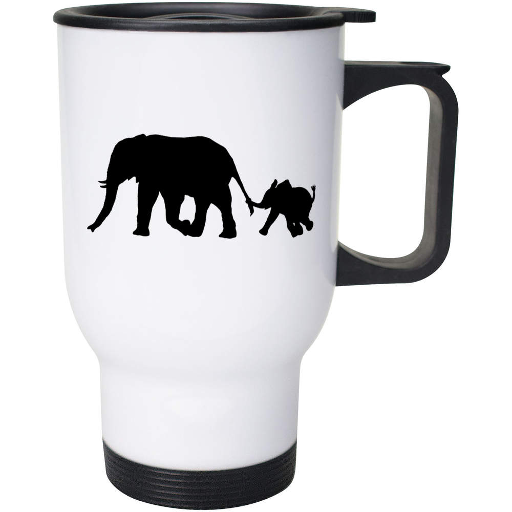 400ml 'Elephant & Calf Silhouette' Reusable Coffee / Travel Mug (MG00030018)
