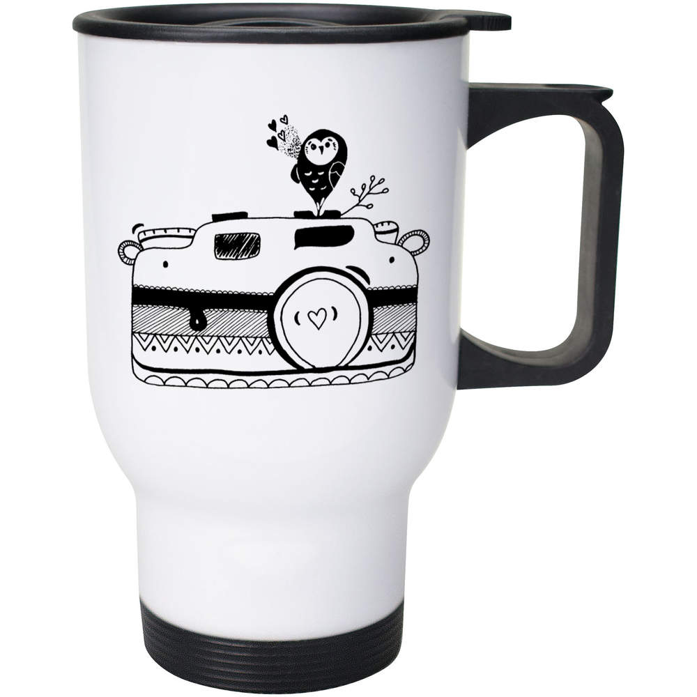 400ml 'Owl Heart Camera' Reusable Coffee / Travel Mug (MG00033066)
