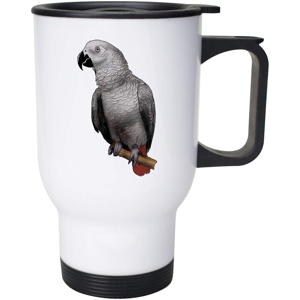 400ml 'African  Grey Parrot' Reusable Coffee / Travel Mug (MG00041524)