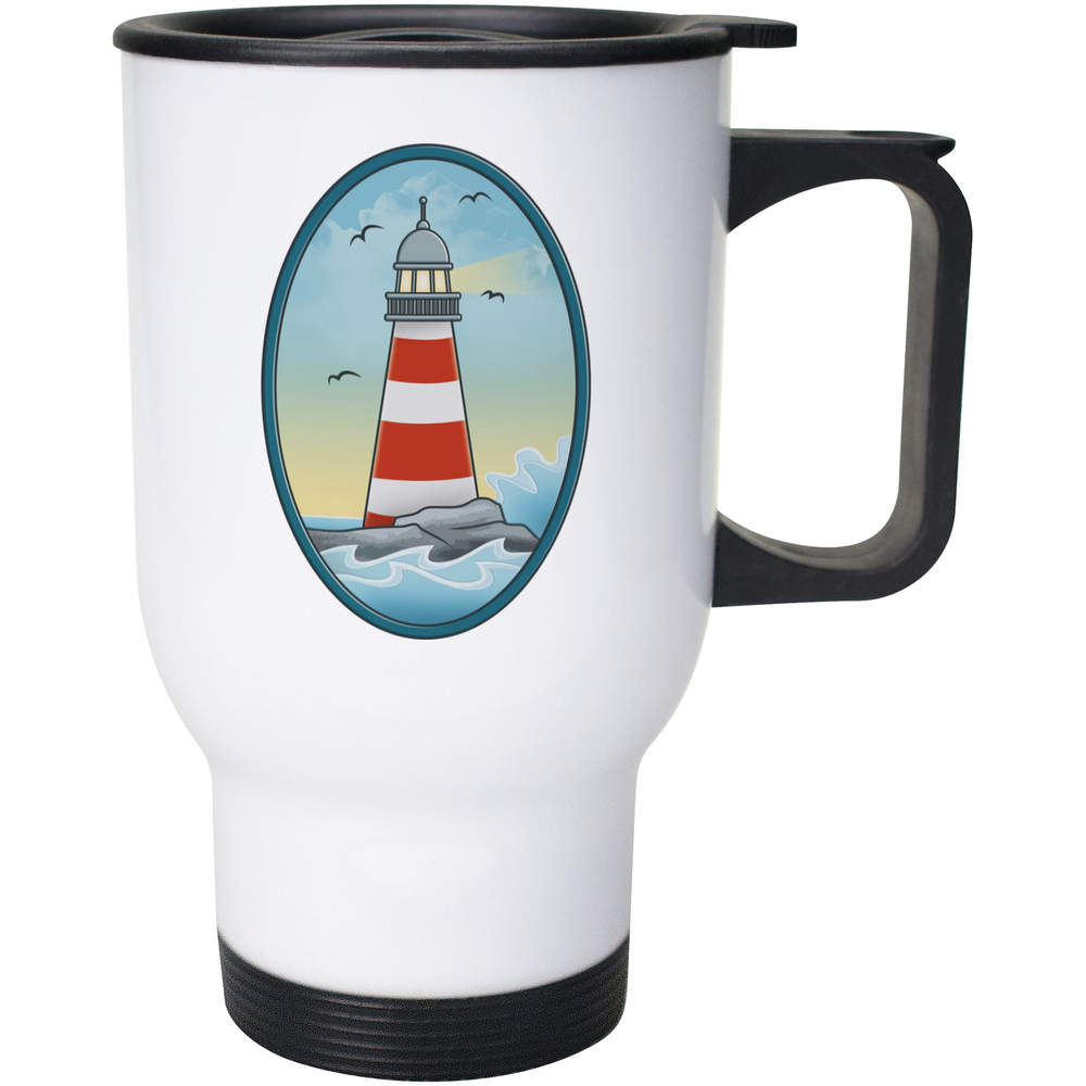 400ml 'Lighthouse Motif' Reusable Coffee / Travel Mug (MG00042076)