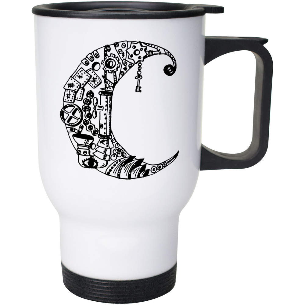 400ml 'Steampunk Crescent Moon' Reusable Coffee / Travel Mug (MG00051540)
