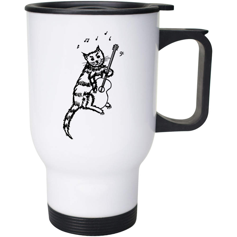 400ml 'Cat Playing Guitar' Reusable Coffee / Travel Mug (MG00053770)