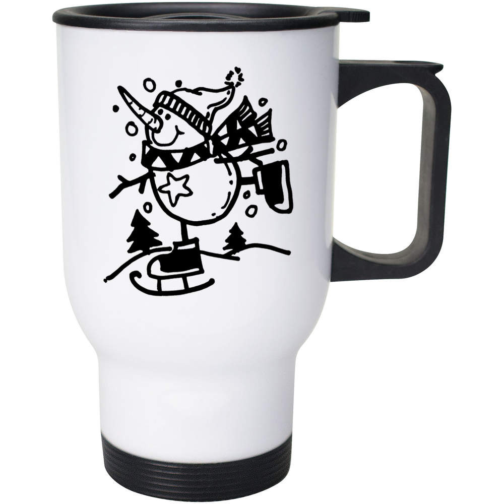 400ml 'Ice Skating Snowman' Reusable Coffee / Travel Mug (MG00054776)