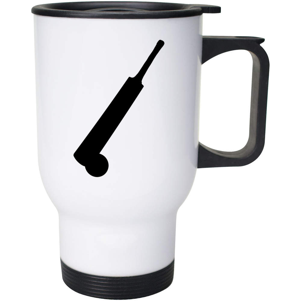 400ml 'Cricket Bat & Ball Silhouette' Reusable Coffee / Travel Mug (MG00060291)