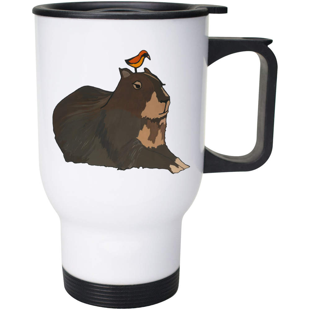 400ml 'Capybara & Bird' Reusable Coffee / Travel Mug (MG00060535)