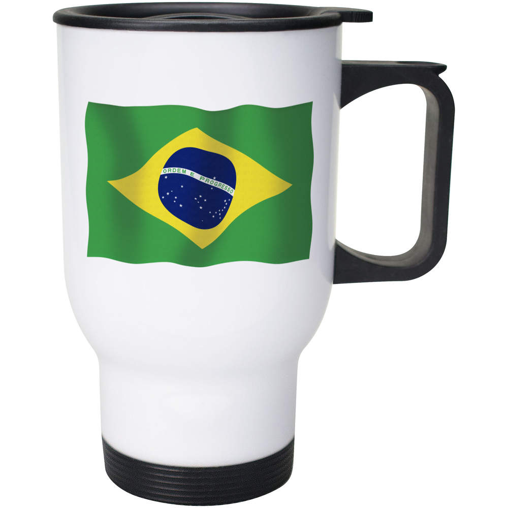 400ml 'Waving Brazil Flag' Reusable Coffee / Travel Mug (MG00065959)