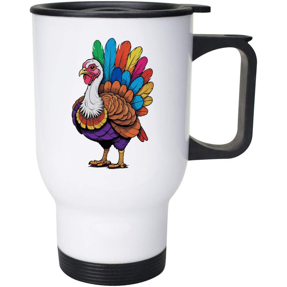 400ml 'Colourful Turkey With Feathers on Display' Reusable Coffee / Travel Mug (MG00072396)